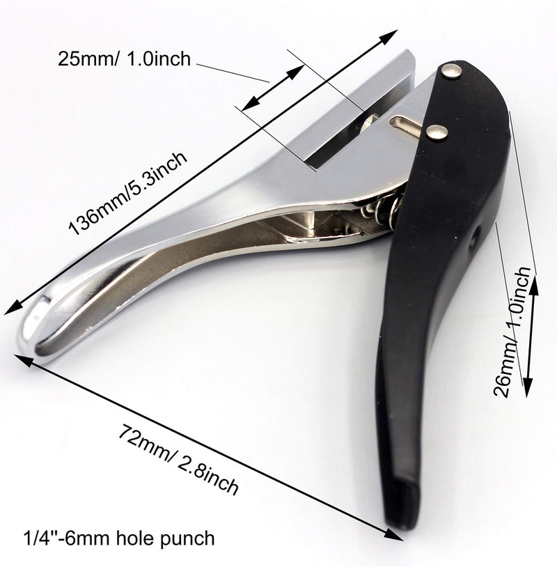 Kucaa Metal Silver Hand-held 1/4 inch 6mm Round Heavy Duty Single Circle Hole Punch for ID Cards PVC Cards Badge Photos - Image 2